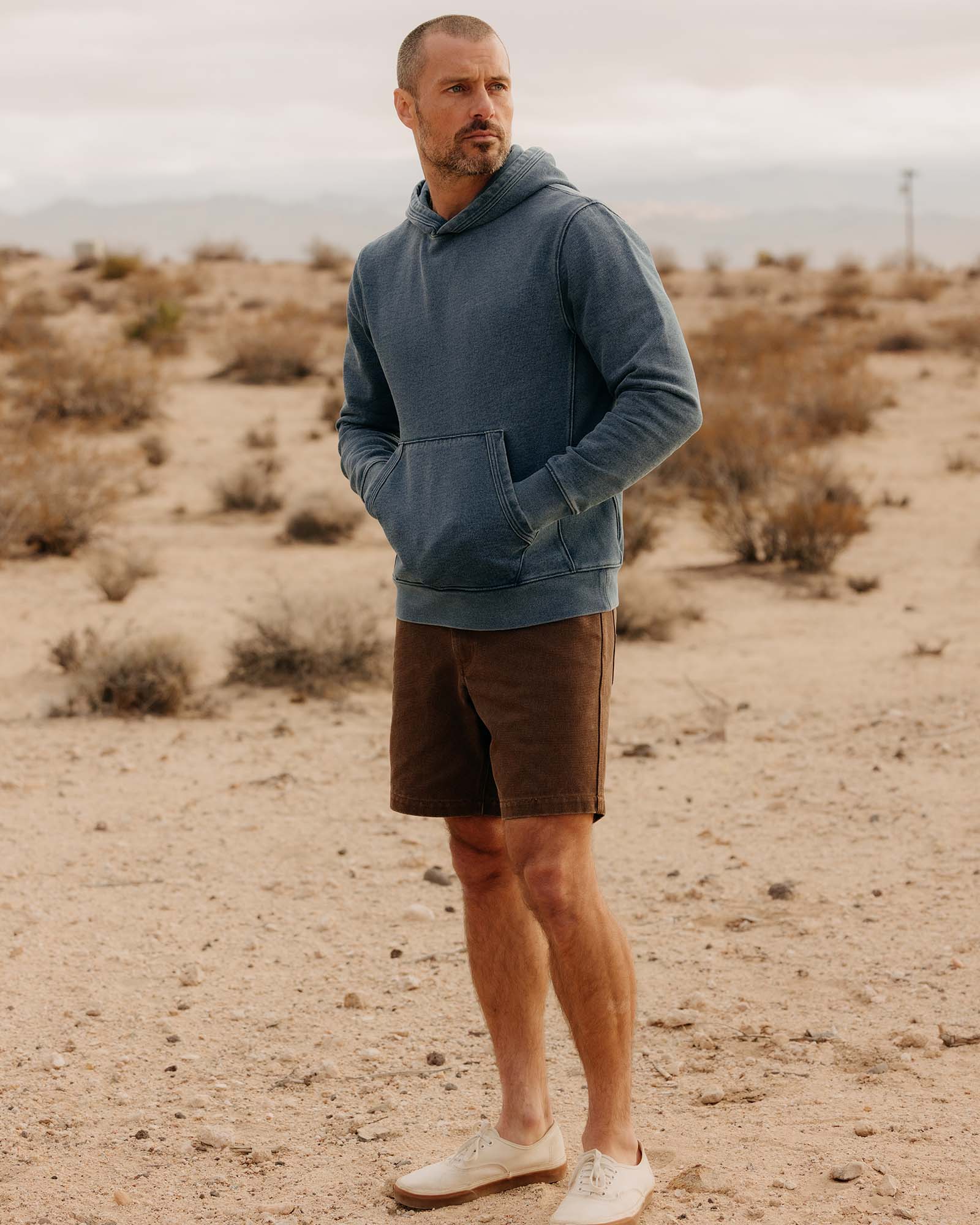 The Sunset Hoodie in Washed Indigo Terry