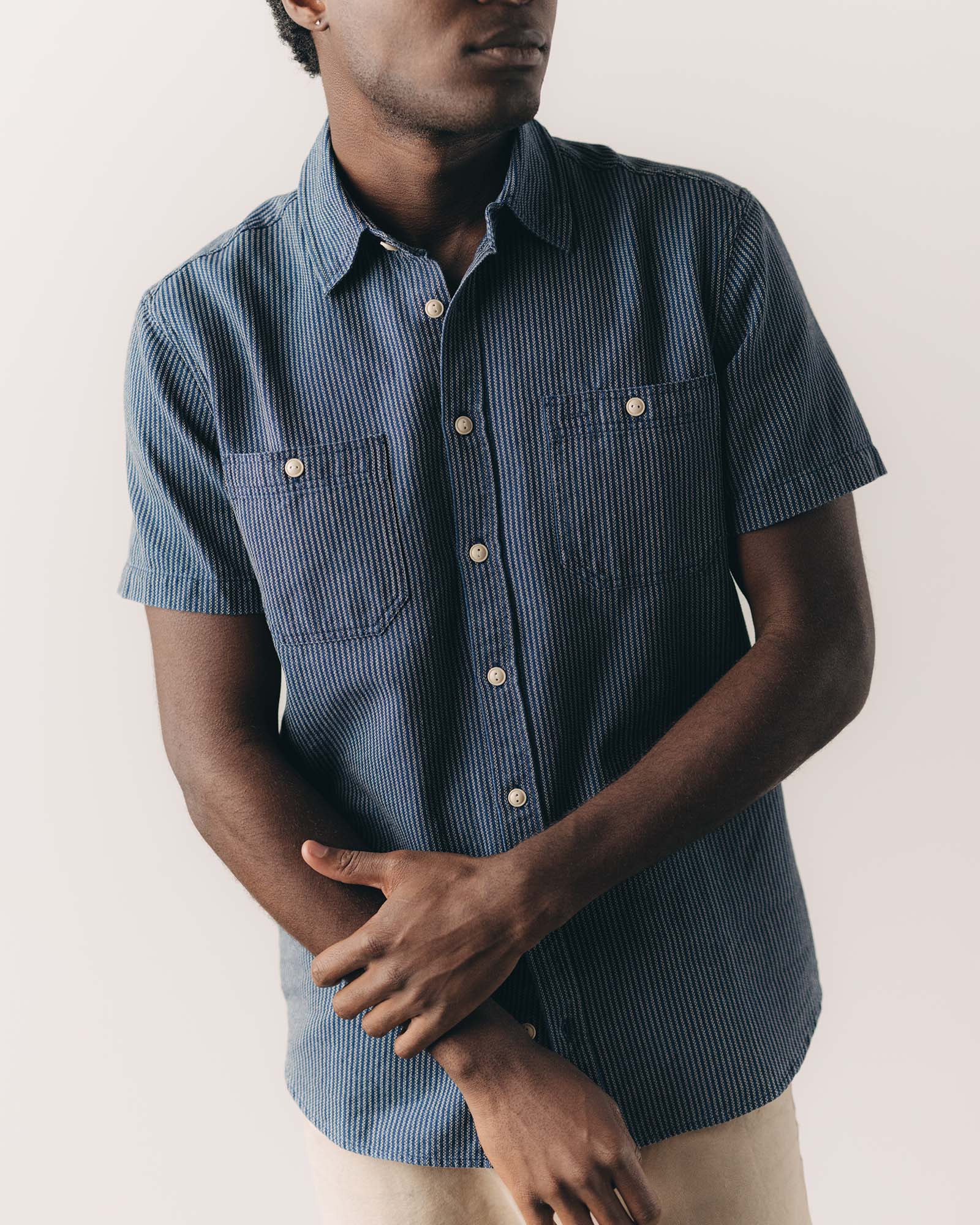 The Short Sleeve Utility Shirt in Roped Indigo