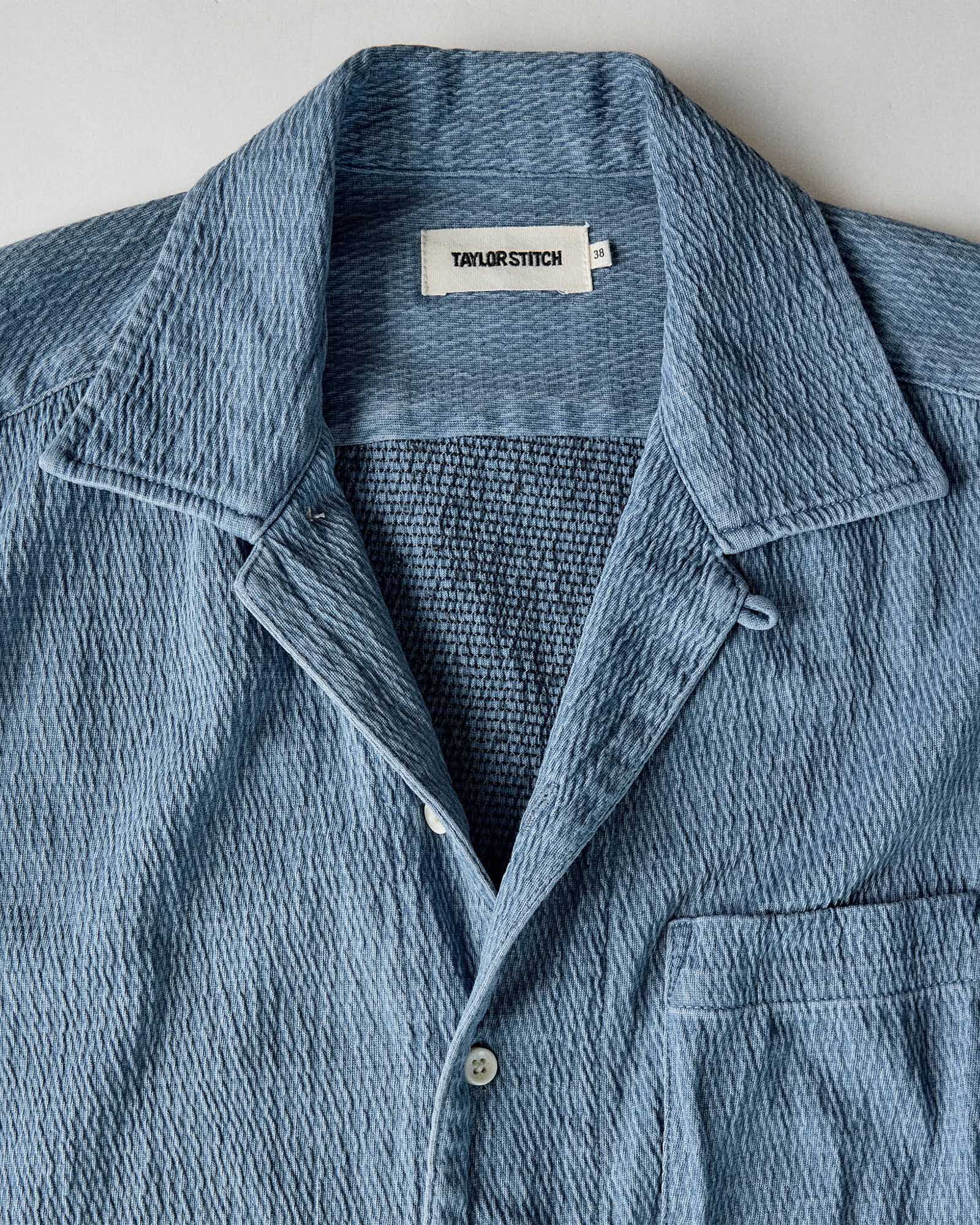 The Hawthorne Shirt in Washed Indigo Crepe