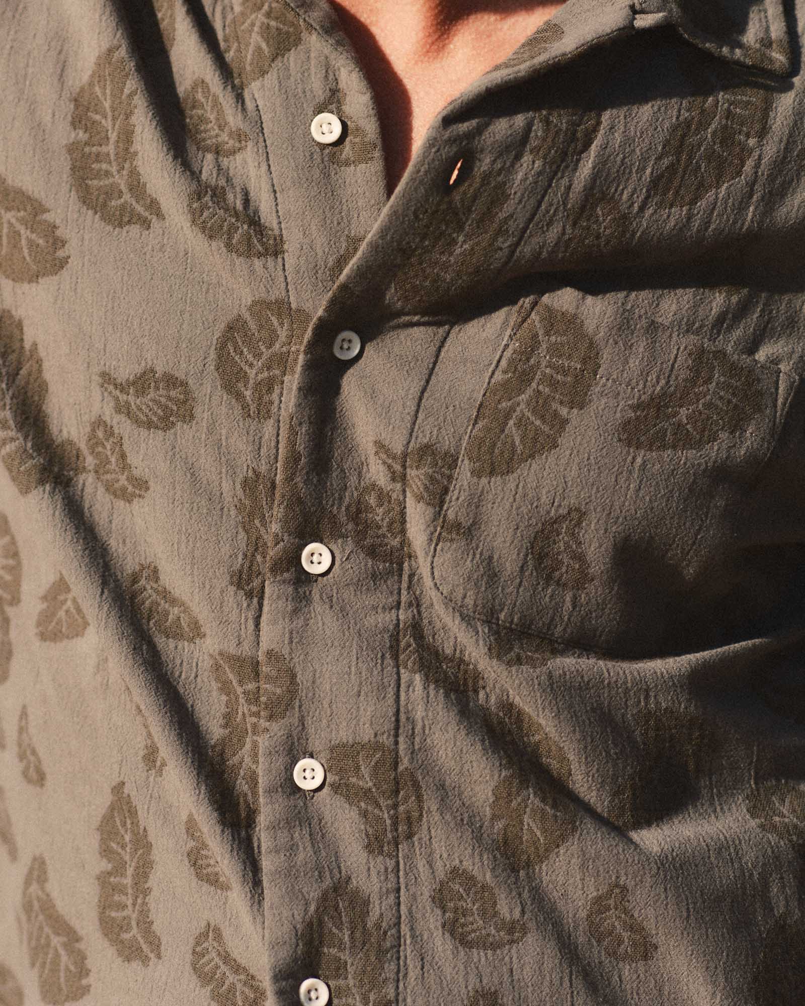 The Hawthorne Shirt in Burnt Olive Floral Jacquard