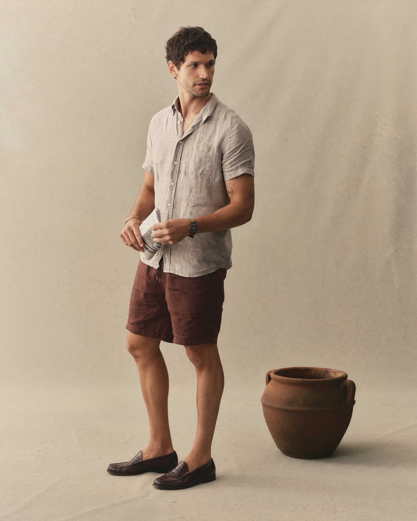 The Short Sleeve Jack in Sage Linen