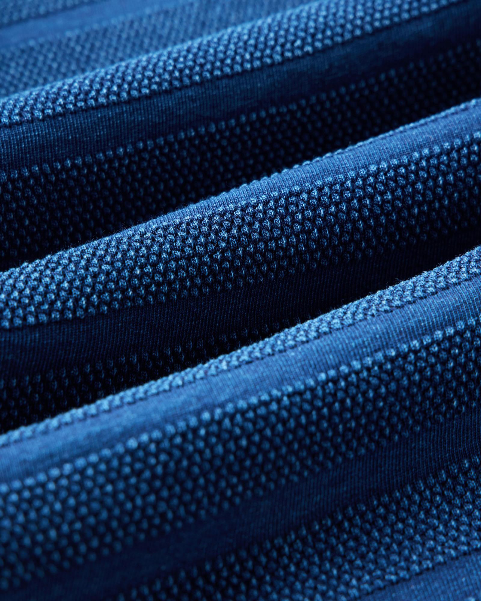 The Bywater Polo in Rinsed Indigo Knit Stripe
