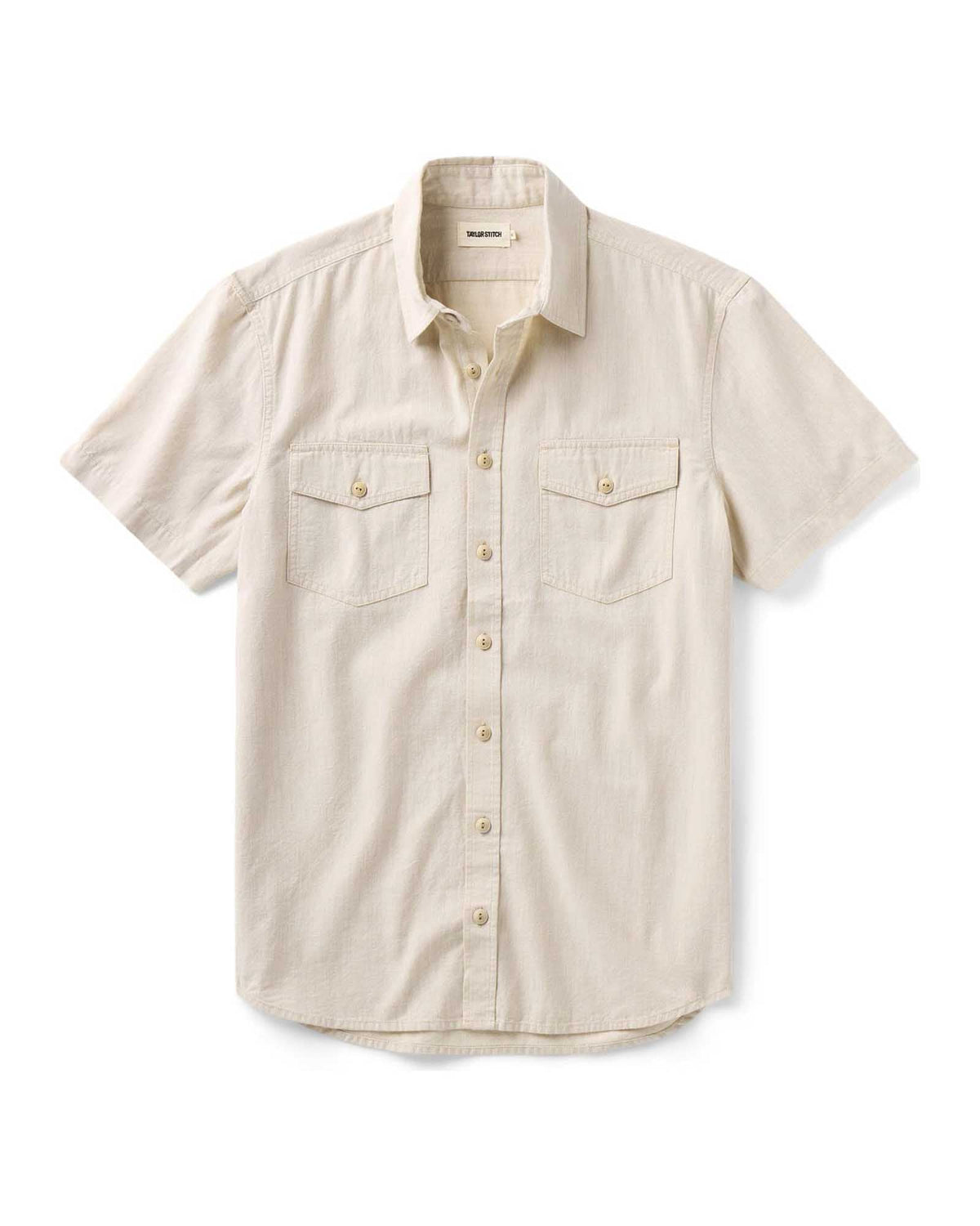 The Short Sleeve Crew Shirt in Natural Chambray