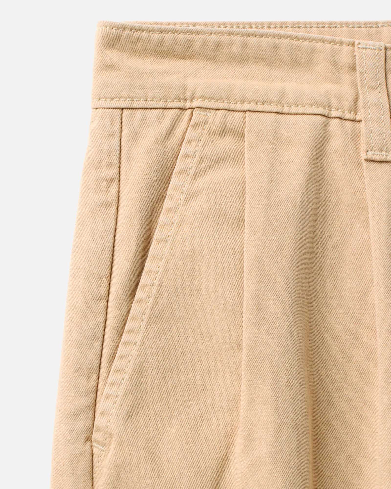 The Pleated Short in Organic Field Khaki Twill