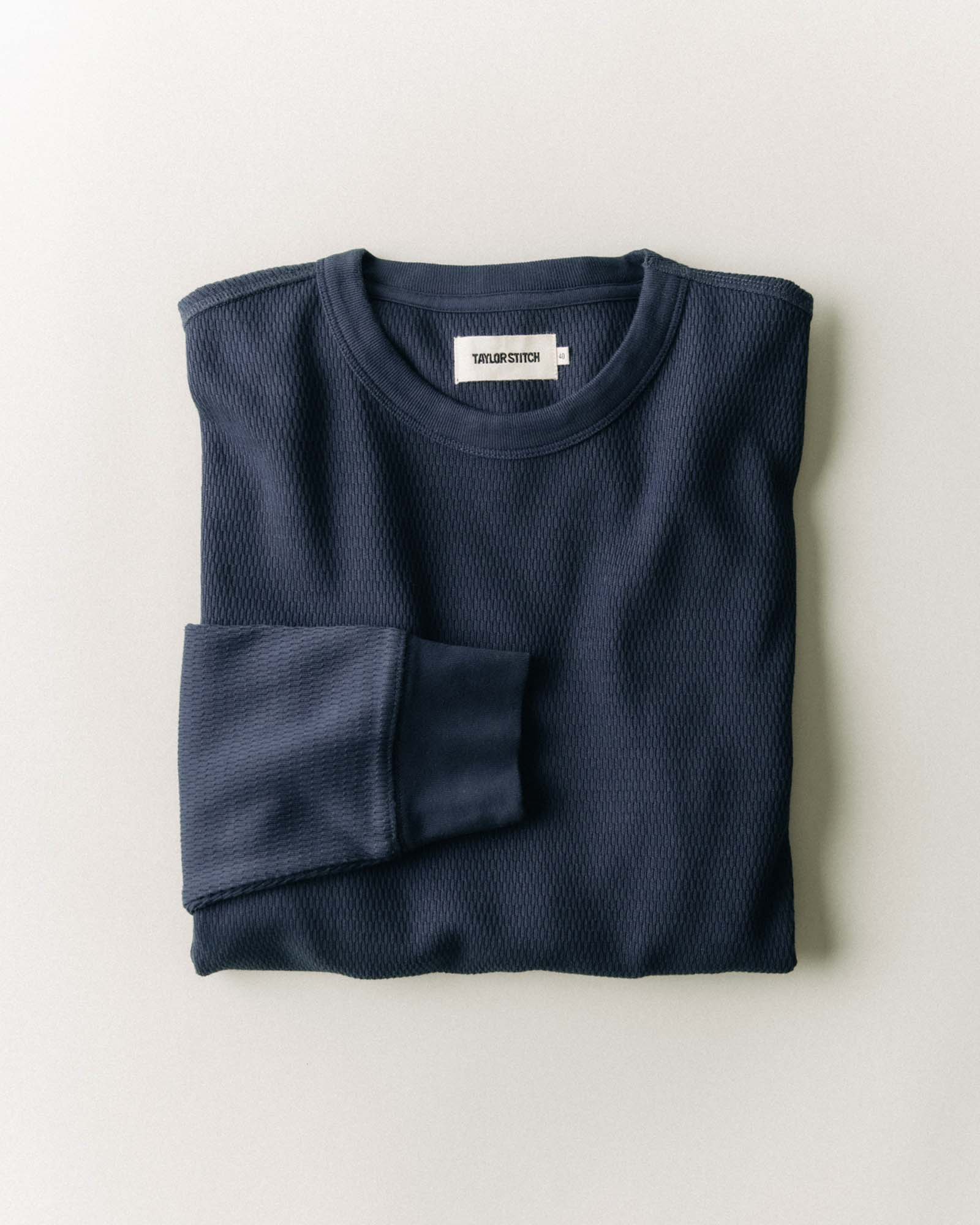 The Organic Cotton Crew in Dark Navy Waffle