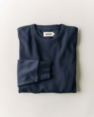 The Organic Cotton Crew in Dark Navy Waffle