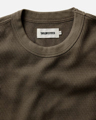 The Organic Cotton Short Sleeve Crew in Fatigue Olive Waffle