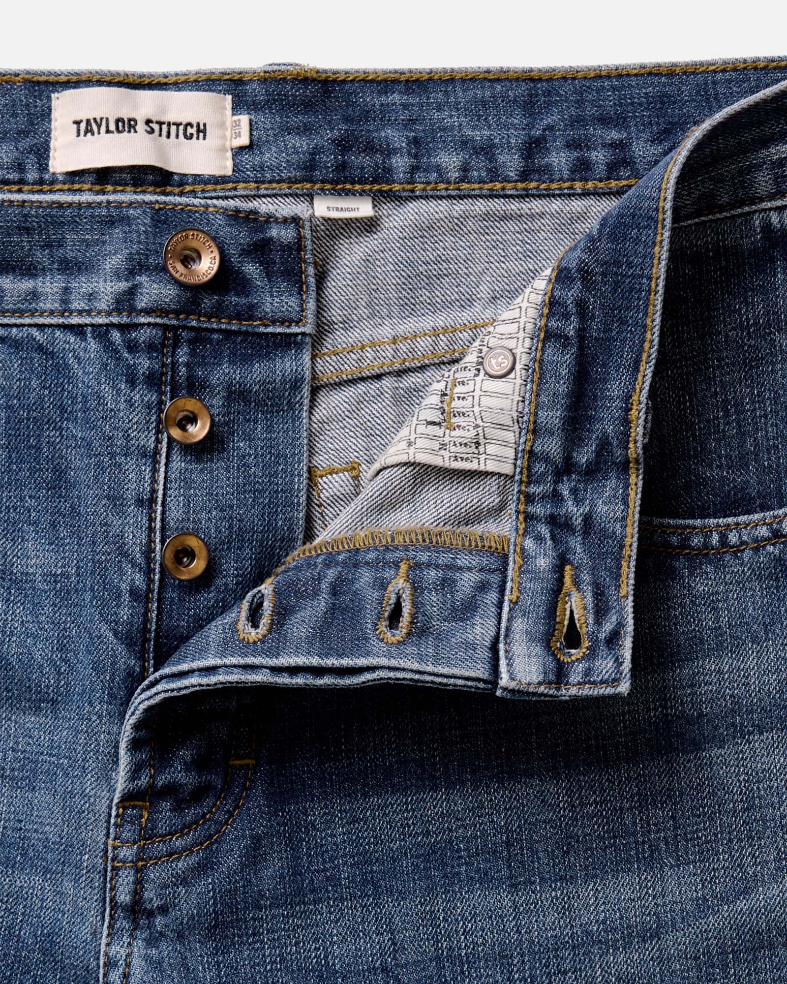 The Straight Jean in Mid Wash Organic Selvedge