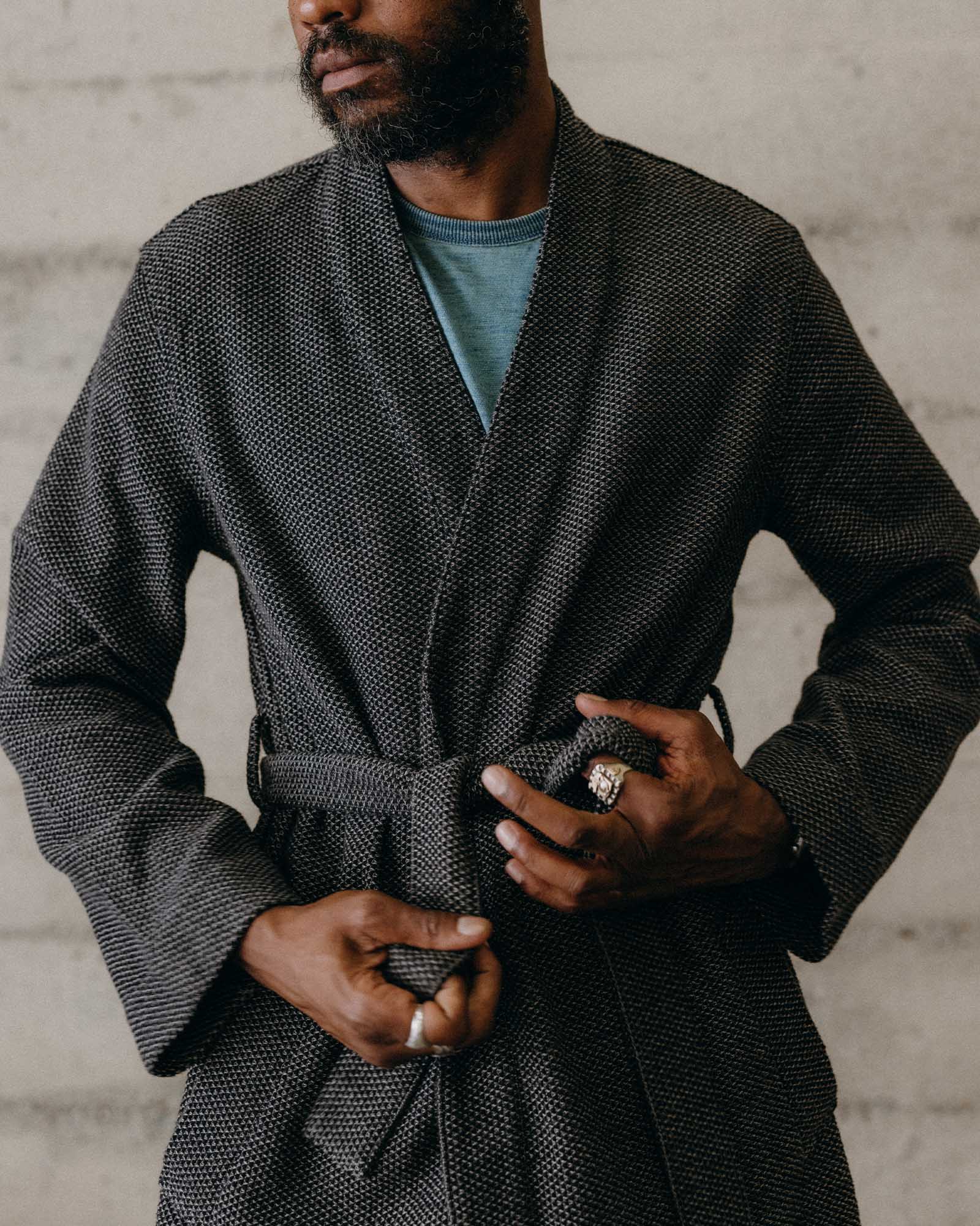 The Apres Robe in Charcoal Sashiko