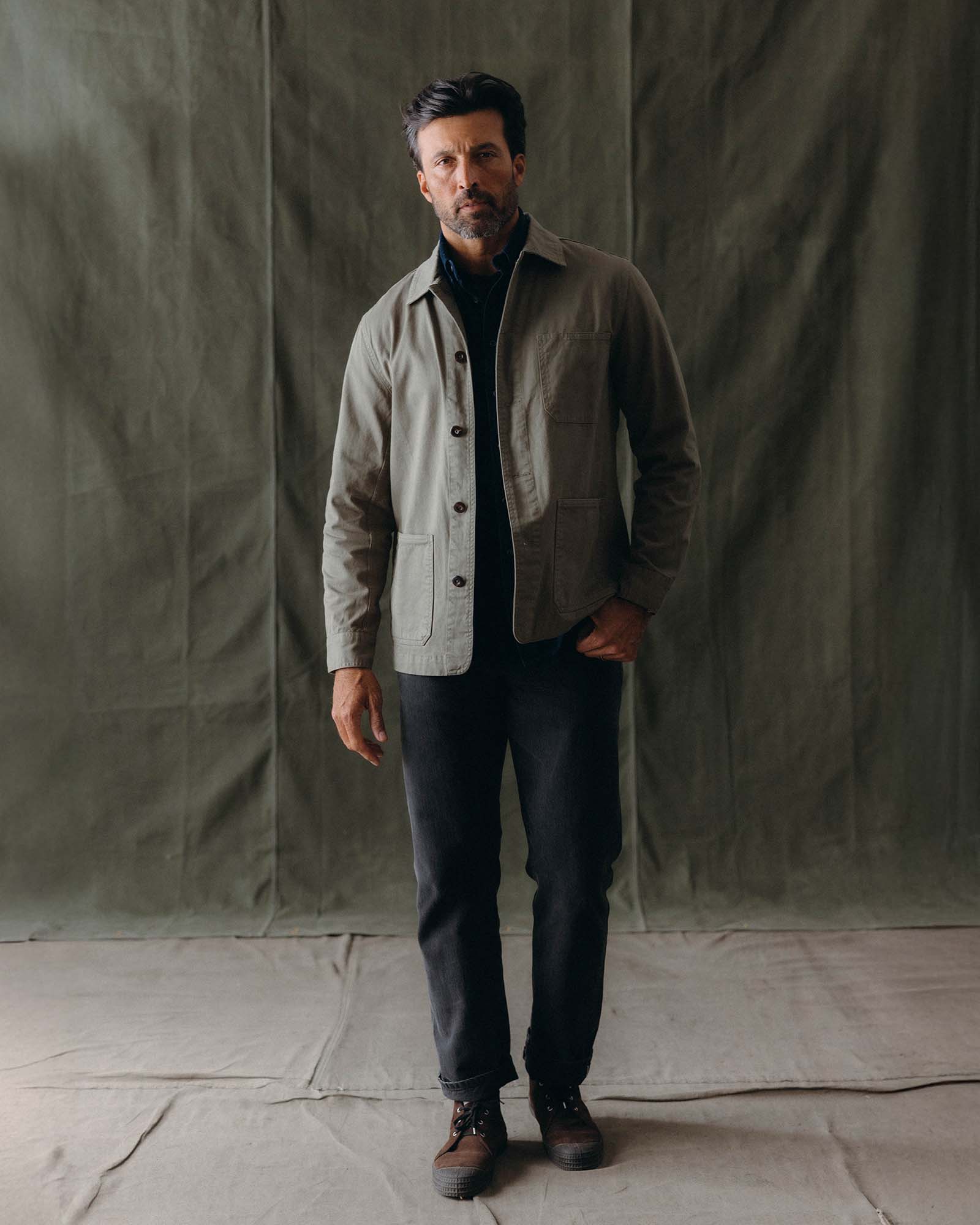 The Ojai Jacket in Organic Smoked Olive Foundation Twill